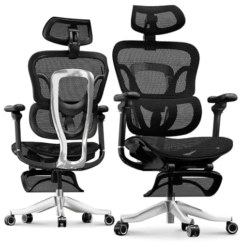 FLEXISPOT ErgoX Max Ergonomic Office Chair with footrest Black - Aluminum Alloy Frame & Base, 661 lb Capacity, 5D Armrests, 4D Adaptive Lumbar & 4D Headrest 1 - Image 1
