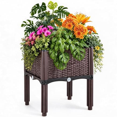 SUPCLUB Raised Garden Bed with Legs 15.8x15.8x14.6in Patio Elevated Flower Bed Plant Vegetable Boxes Stand for Indoor Outdoor Plant Fence Balcony Yard - Image 1