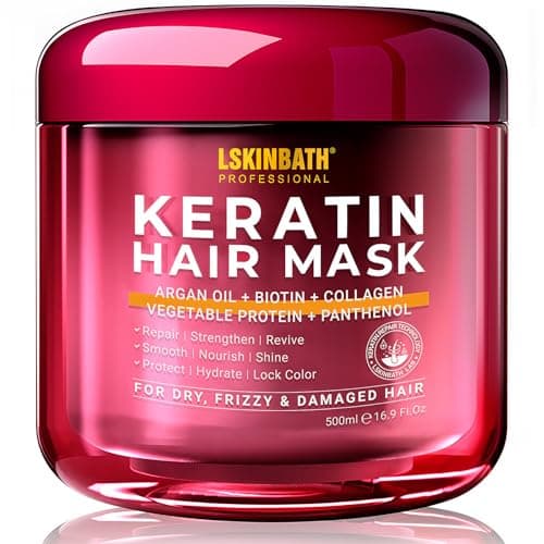 LSKINBATH Keratin & Collagen Repair Hair Mask for Damaged Hair | Deep Conditioner Revives Dry, Frizzy, Bleached & Color-Treated Hair | With Moroccan Argan Oil & Biotin | Treatment for Split Ends | - Image 1