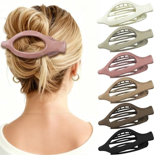 CHANDAT Flat Hair Clip 6 pcs Lay Down Claw Clips Hair Accessories for Women - Gloss - Image 1