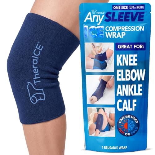 TheraICE Knee Ice Pack Wrap Compression ANYSleeve for Injuries, Reusable Gel Cold Packs Brace for Elbow & Calf - Flexible Cold Wrap Recovery for Pain Relief (One Size fits most people & Body parts) - Image 1
