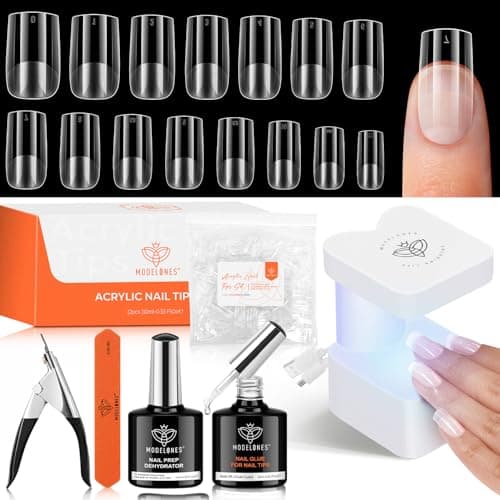 modelones X Nail Gel Kit,15Sizes Gel Nail Tips Short Square, 9-in-One Glue Prep Dehydrator & Portable Led Lamp, 510Pcs Pre-shaped Square Press On Extension Kit DIY Salon Home Gift for Women - Image 1