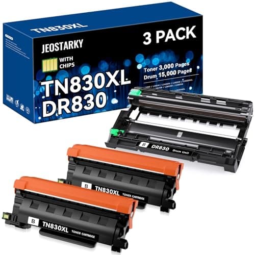 Jeostarky TN830XL Toner and DR830 Drum Unit Replacement for Brother TN830XL DR-830 use with HL-L2460DW HL-L2405W HL-L2480DW MFC-L2820DW DCP-L2640DW MFC-L2900DW (2 Toner 1 Drum) - Image 1