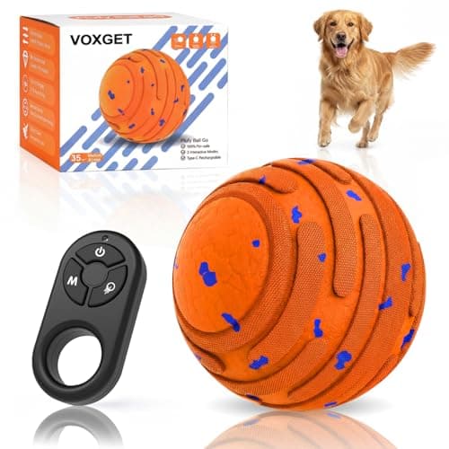 VOXGET Smart Interactive Dog Toy Ball, Automatic 3 Modes Moving Ball with Remote Control for Medium Large Dogs, Rechargeable Waterproof E-TPU Bounce & Rotate Dog Toy to Keep Busy (Bright Orange) - Image 1