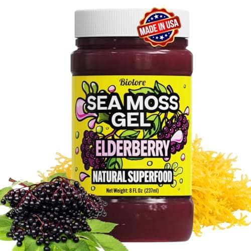 Biolore Elderberry Sea Moss Gel 8oz – Wildcrafted Seamoss, No Added Sugar, Vegan, Made in USA – Elderberry Sea Moss Jam & Superfood Spread - Image 1