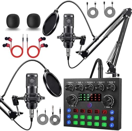 ALSO GO Upgraded Podcast Equipment Bundle for 2, Podcast Equipment with BM-800 Microphone & V8s Sound Card, Podcast Microphone Bundle for Podcasting, Recording, Singing, Streaming and Gaming - Image 1