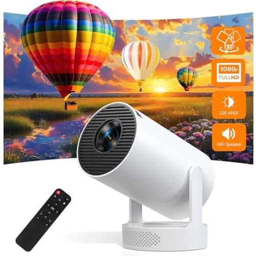 Trunera Smart Mini Projector with WiFi 6 and Bluetooth 5.0, Support 4K 1080P, Built-in Apps & 180° Rotation, Auto Vertical Keystone, Portable Movie Projector for Bedroom Home Outdoor, Ivory - Image 1