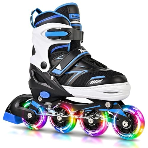 Kuxuan Adjustable Illuminating Inline Skates for Kids Ages 5-8 8-12, Fun Beginner Roller Skates Blades with Full Light Up Wheels, Outdoor Skates for Boys Girls Youth Adult