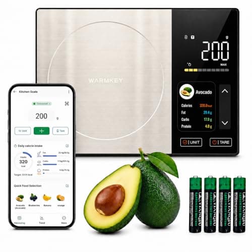 WARMKEY Smart Nutrition Food Scale with TFT Display & App for Daily Reports,Tracks Calories/Fat/Carbs/Protein,1g Precision, 5kg/11lb,50 Built-in Foods 24 Nutrients,Digital Kitchen Scale for Meal Prep - Image 1