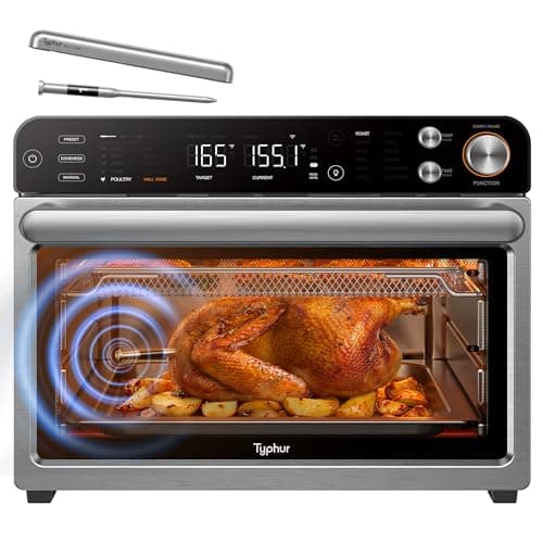 Typhur Sync Oven with Smart AI Wireless Meat Thermometer Probe, 12‑in‑1 Countertop Air Fryer Toaster Oven Combo, 360° Turbo Convection, Dehydrator, Recipe & 5 Accessories, Large 27QT, Stainless Steel - Image 1