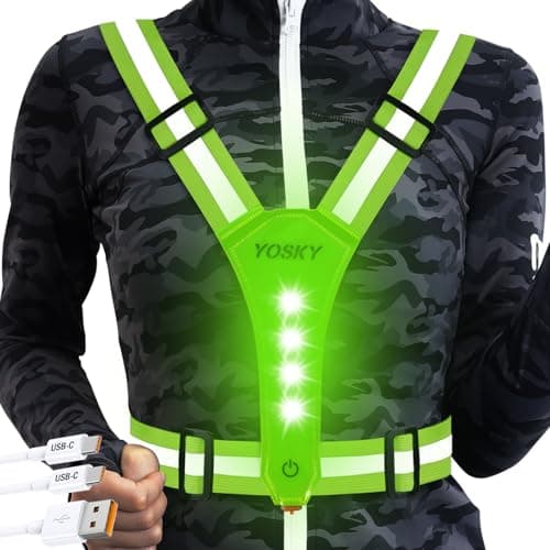 YOSKY 8 LED Running Reflective Gear Rechargeable Adjustable Running Lights Vest Safety Night Reflective Vest for Women Men Kids - Image 1