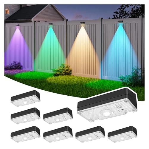 ZCXLIGHT Solar Fence Lights,Fence Lights Solar Powered Waterproof IP65 Multicolor Led 12 Fixed Colors &RGB Color Changing for Pool, Deck, Patio, Porch, Stairs, Holiday-8pack - Image 1