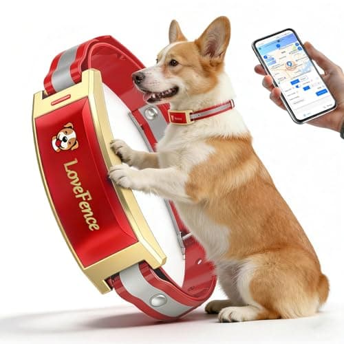 Wireless Electric GPS Dog Collar Fence for Mediume/Large Dog: Upgrade Pet Shock Barrier Containment System Yard Outdoor Perimeter,Stubborn Dog Train Bluetooth Collar for Dog Parent Red