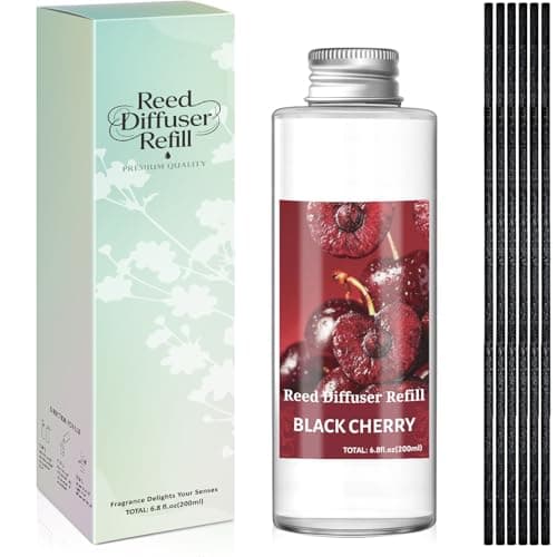 SCENTORINI Reed Diffuser Oil Refill, Black Cherry Diffuser Oil 6.76 Fl Oz, Natural Scented Essential Oil Refill Long Lasting Summer Home Fragrance for Room Spa Aromatherapy Bathroom Home Decor