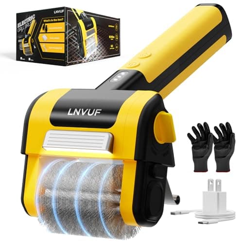 Electric Grill Brush, Grill Cleaner with LED Light, with 800 RPM Motor, 304 Removable Stainless Steel Brush Head, Cordless & Type-C Rechargeable for BBQ, Heavy Duty Grill Cleaning Tool (Yellow) - Image 1