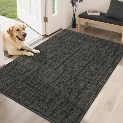 Dirt Trapper Door Mat Non-Slip Washable Entryway Rug,32"x48",Dark Grey