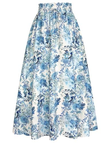 Maxi Skirts for Women Summer Boho Floral Skirt Victorian Flowy Long Skirt Boho XXL - Image 1