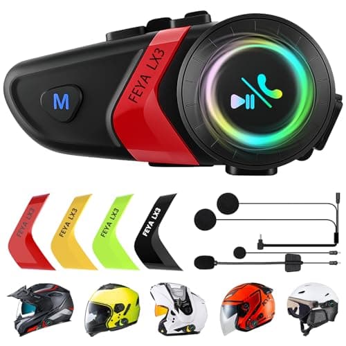 FEYA Motorcycle Helmet Speakers Super Long Battery Life Helmet Headset with Hi-Fi Sound Quality Dual Noise Reduction IPX6 Automatic Answer/Call Music Control/AI Voice/Soft & Hard Mic 1 Pack - LX3 - Image 1