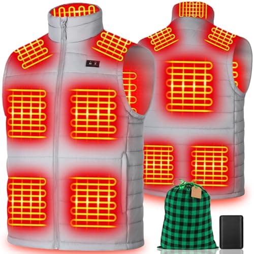 yeyeeyyee Heated Vest for Men with Battery Pack Included, Exclusive 10 Heating Zones Heated Vest, Lightweight Rechargeable, Perfect for Outdoor Activities Grey XL - Image 1