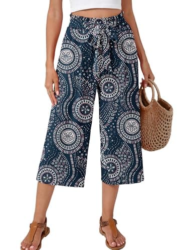 Moodclo High Waisted Wide Leg Pants Mandala Wave Large for Women Summer Beach Vacation Lounge Trousers with Pockets 2026 Trendy - Image 1
