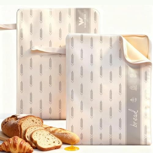 WiNDANCE 2 Pack Beeswax Bread Bags with Zipper, XL(13x17in) Sourdough Bread Storage for Homemade, Freezer Storage Bag to Keep Fresh, Cotton Beeswax Container, Baguette Bag with Liner Kitchen Baking - Image 1