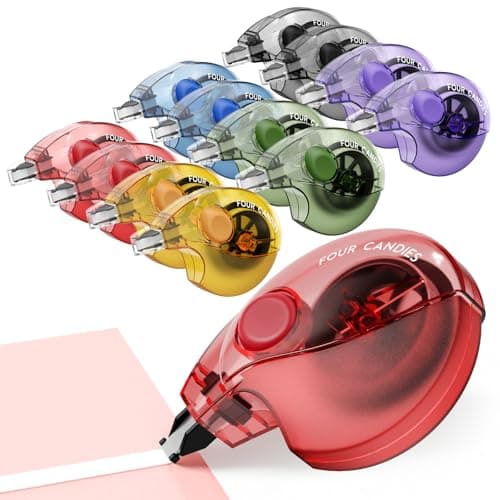 Four Candies Silent Correction Tape, White Correction Tape 12 Pack, 26.2ft, Ergonomic Easy-to-Use Applicator,Fast Clean Instant Corrections, Smooth High-Opacity Tear-Resistant Office & School Supplies - Image 1