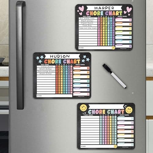 Hadley Designs Magnetic Chore Chart for Kids Multiple Kids – Dry Erase Chores Chart for Adults and Teens, Responsibility Task List for Family, Fridge Task Board Tracker at Home, Chalk Chore Board