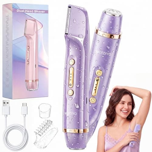 Bikini Trimmer for Women, Dual Head Electric Razor for Women, IPX7 Waterproof & Painless Bikini and Body Shaver, Pubic Hair Trimmer for Women Cordless Electric Shaver for Legs, Face & Underarms