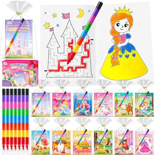 ZMLM 24 Pack Coloring Books for Kids with Crayons,Party Favors for Kids 4-8, Goodie Bags Stuffers for Toddlers, Classroom Prizes Birthday Return Gifts (Girls) - Image 1