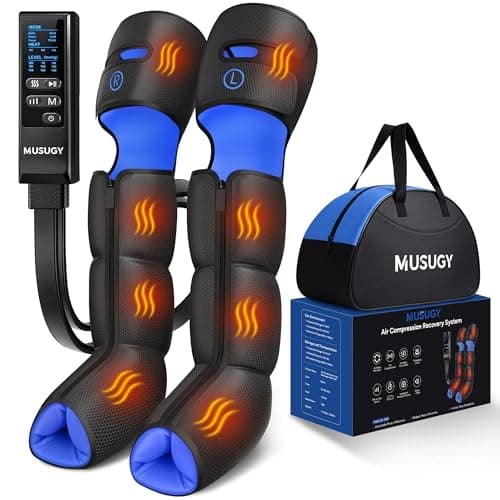 Musugy Leg Massager with Heat and Compression : Sequential Compression Boots with 6 Modes,9 Intensity and 3 Heat for Circulation and Pain Relief - Christmas Birthday for Mom, Dad, Athletes, Gym - Image 1