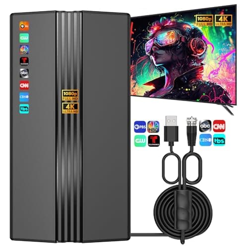 TV Antenna for Smart TV Indoor Outdoor, 2026 Digital HDTV Antenna for Local Channels with 2200+ Miles Range, 360° Reception, 33FT Coax Cable, Supports 4K 1080p for Smart & Older TVs - Image 1