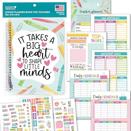 Hadley Designs Teacher Planner 2025-2026 – Lesson Planner Book for Teachers Must Haves, Undated Teacher Planners, Lesson Plan Notebook, Homeschooling Planners, Teachers Appreciation Gifts - Image 1
