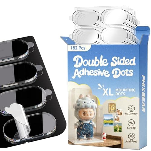 PHIXBEAR Extra Large Mounting Putty with Pull Tab, Removable Strong-Hold Clear Sticky Tack for Frames, Decor Signs & Display Pieces, No-Trace Double-Sided Adhesive Dots, 182 Pcs, 0.6" x 1.38" - Image 1