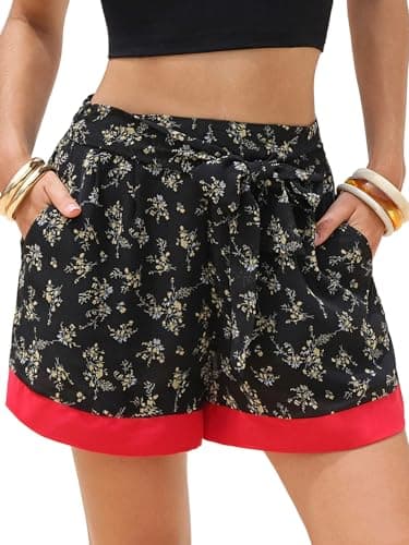EXLURA Womens High Waist Boho Shorts Zebra Print Color Block Tie Knot Summer Beach Vacation Flowy Shorts with Pockets 2026 - Image 1