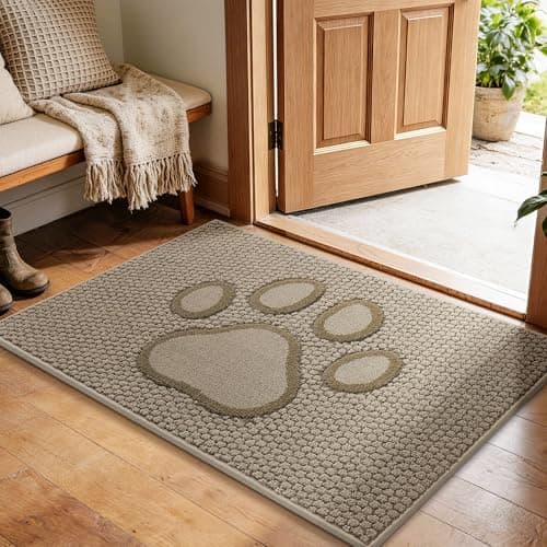 Bald Eagle Grip Dog Paw Doormats 24''x36'' for Dirty Paws, Washable Entryway Floor Rugs Dirt Trapper with TPR Backing, Absorbent Low Profile Doormat for Front Door, Hallway, Entryways, Beige - Image 1