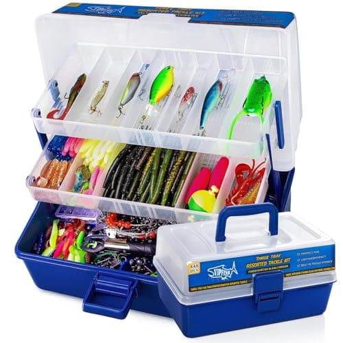 Vipfish 448-Pcs Fishing Lures Kit – Complete 3-Layer Tackle Box Set with Hooks, Weights, Bobbers, Pliers, Rigs, Leaders, Fluorocarbon Line, Accessories & More for Kids Fishing Gear - Image 1