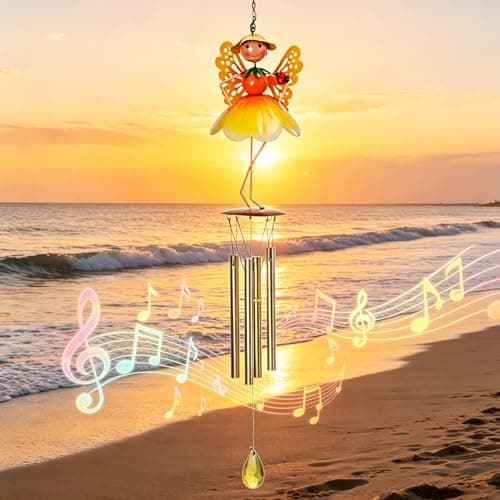 MUMTOP Butterfly Wind Chimes for Outside, Metal Deep Tone Memorial Sympathy Wind Chime Fairy Windchimes for Patio, Outdoor,Garden,Yard,Window,Home Decor or Gifts for Women - Image 1