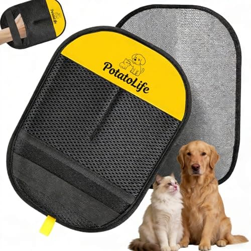 PotatoLife Pet Hair Removal Glove Upgraded Reusable Electrostatic Washable Fur Remover for Dogs Cats, Grooming Mitt for Couch, Sofa, Furniture, Carpet, Clothing and Car Seat, Small, 1PCS