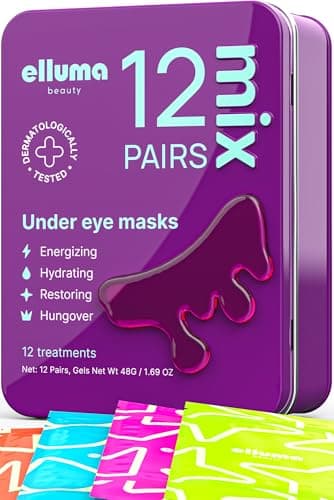 Elluma Beauty Under Eye Patches 12 Pairs of Themed Hydrogel Eye Gel Pads - For Puffy Eyes and Dark Circles, Under Eye Bags, Wrinkles - Mix Set | Energizing, Hydrating, Restoring, Hungover - Image 1