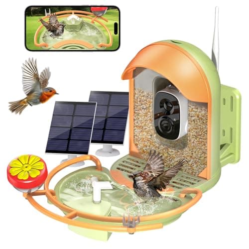 Bird Feeder with Camera, 2K HD Birds Camera with Solar Water Fountain, Smart BirdCamera with APP Control, Night Vision, Motion Detection Alerts, IP66 Birdfeeder for Backyard Garden - Image 1