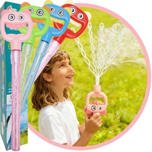 SHCKE 5-Claw Bubble Wands 4-Pack with 480ml Bubble Solution, 16.7 Inch Extra Large Bubble Wand for Kids, Refillable Bubble Toys Set for Summer Outdoor Birthday Party Favors - Image 1