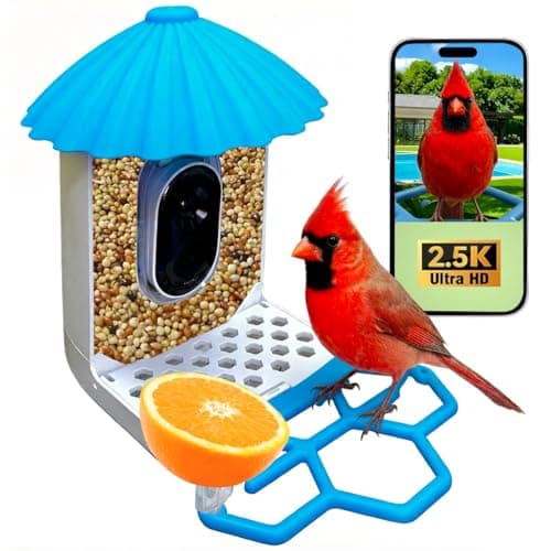 Bird Feeder with Camera, Compatible with Alexa, 5MP Crystal Clear Photos, 60fps Live View, AI Bird Species Identification Solar Powered Outside Smart Bird House with Camera, Best Gift for BirdLovers - Image 1