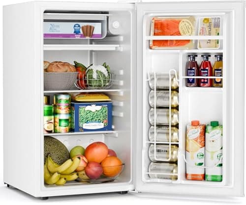 COWSAR 3.2 Cu.Ft Mini Fridge with Freezer, Reversible Door Compact Refrigerator with 7-Speed Thermostat, Small Fridge for Office Dorm, Upright Freezer Style (WHITE) - Image 1