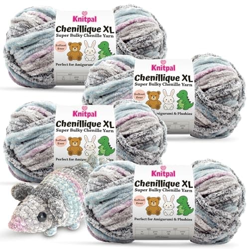 Chenillique XL Plush Velvet Chenille Yarn #6 Super Bulky – 4-Pack (352 Yards / 400 g) – Variegated Yarn for Plushies, Blankets, Amigurumi & Accessories - Orchid Mist - Image 1