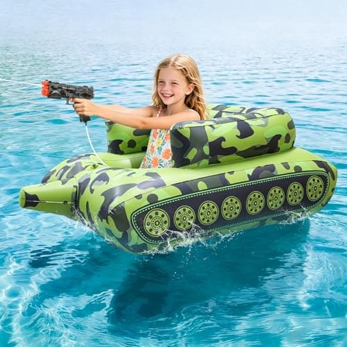 YTKIH Kids Automatic Electric Water Gun with Pool Floats,Funny Inflatable Tank Pool Floaties for Pool Party,with Powerful Squirt Guns for Adults