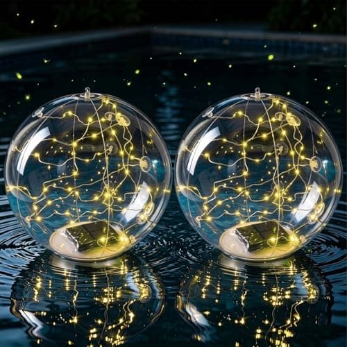 Konvixon Solar Floating Pool Lights, 2 Pack 14" Floating LED Light Up Balls with Remote, IP67 Waterproof Inflatable Pool Lights with Weighted Base, Outdoor Solar Pool Decor for Pool, Party, Garden - Image 1
