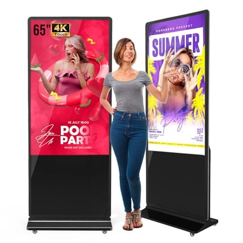 MWE 65 Inch 4K Touchscreen Kiosk, Indoor Floor Standing Digital Signage Displays, Advertising Display LCD Kiosk, Interactive Display Poster Android System with Auto Media Player, HDMI/USB/WIFI - Image 1