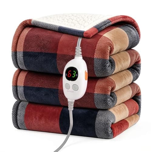 GOTCOZY Heated Blanket Electric Throw 60''X70''- Electric Throw Blanket with Extra Large Size 6 Heating Level & 9 Time Settings Heating Blanket, Machine Washable (Check RedBlack) - Image 1