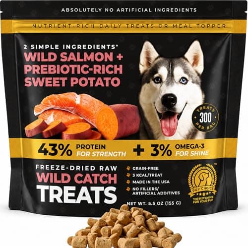 Pup Choice Wild Catch Treats – Freeze Dried Salmon & Sweet Potato Dog Treats – Single Protein, 43% Protein, 3% Omega-3 – Raw Training Treats & Meal Topper – Grain Free – 5.5 oz (300 Count) - Image 1