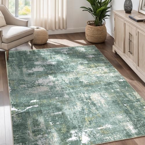 Dotiiorug Modern Abstract Washable Area Rug for Living Room,Low Pile 5x7 Non Slip Carpet Non-Shedding Area Rug Soft Indoor Stain Resistant Rug Sage Green - Image 1